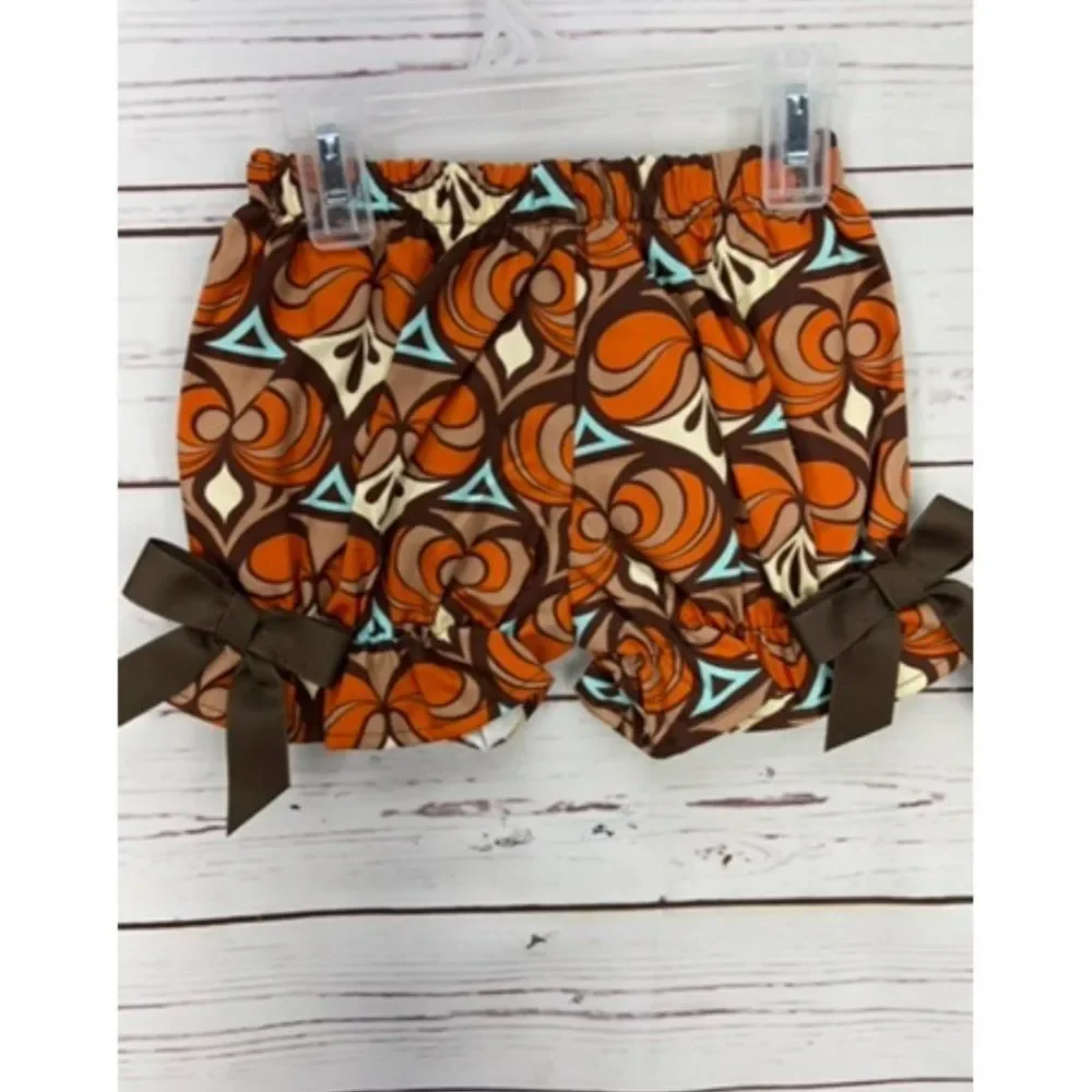 Beanstalk Originals Girl's Size 2T Hippie Psychedelic Brown Orange Circles Dress
